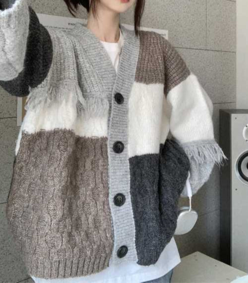 Acubi Retro Tassel Knitted Cardigan
