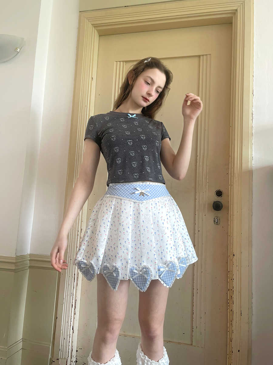 Angel's Tears Love Splicing Lace Pleated Skirt