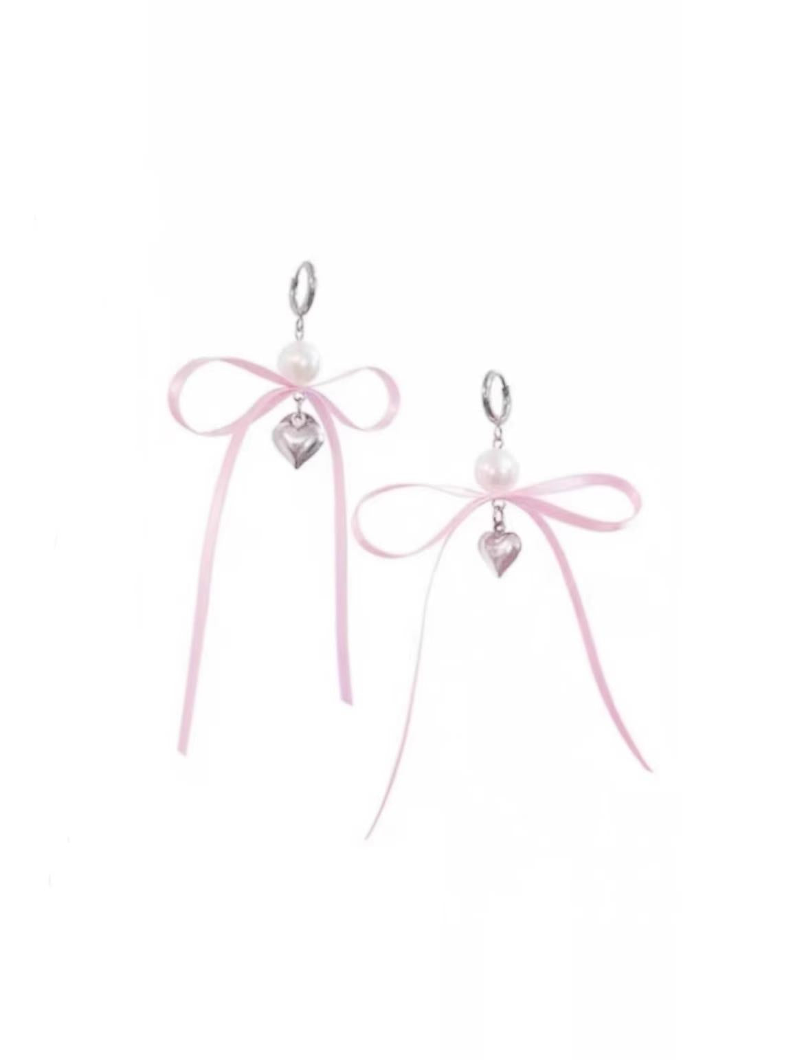 heart coquette bow earrings