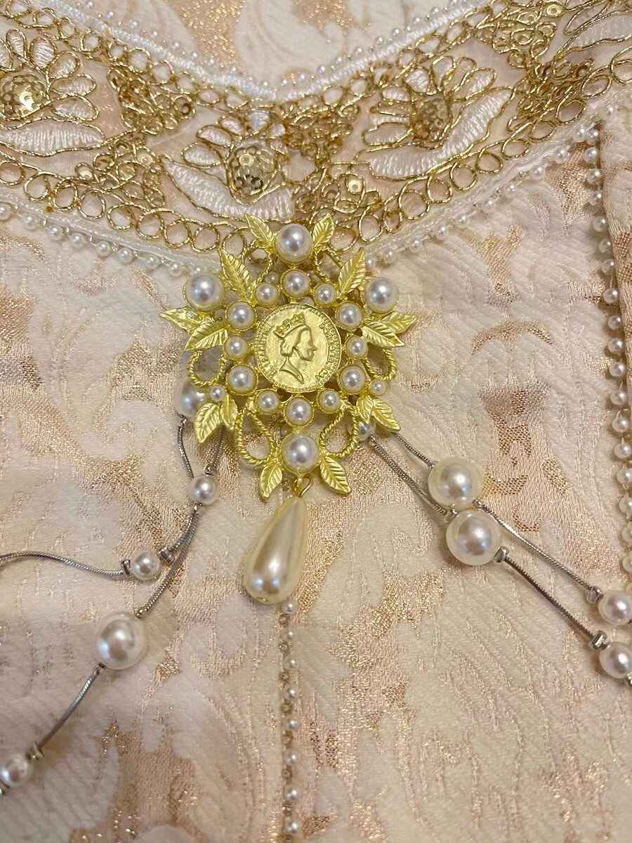 Vintage Court Water Drop Bead Suspender Dress