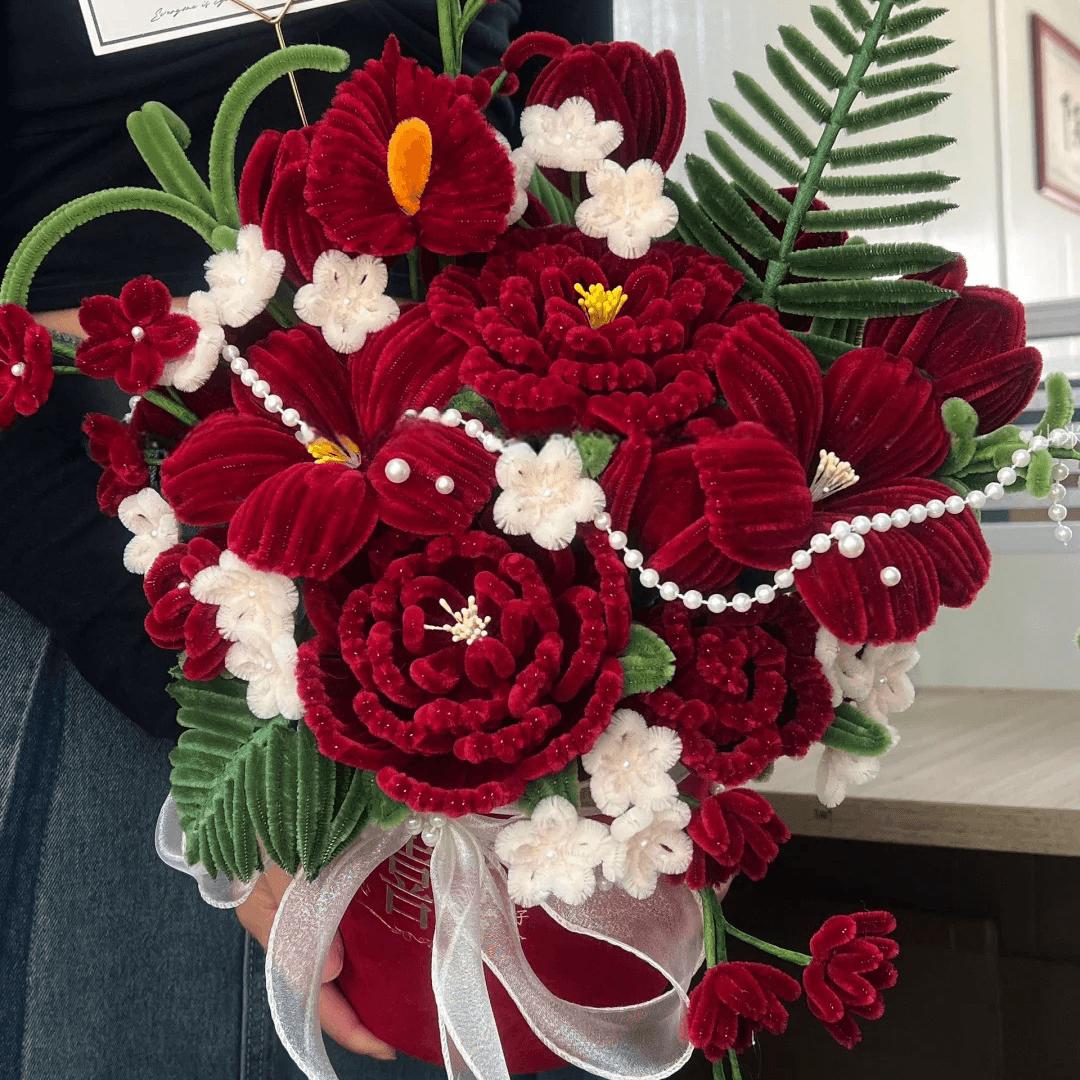 handmade Twisting stick peony rose hug bucket