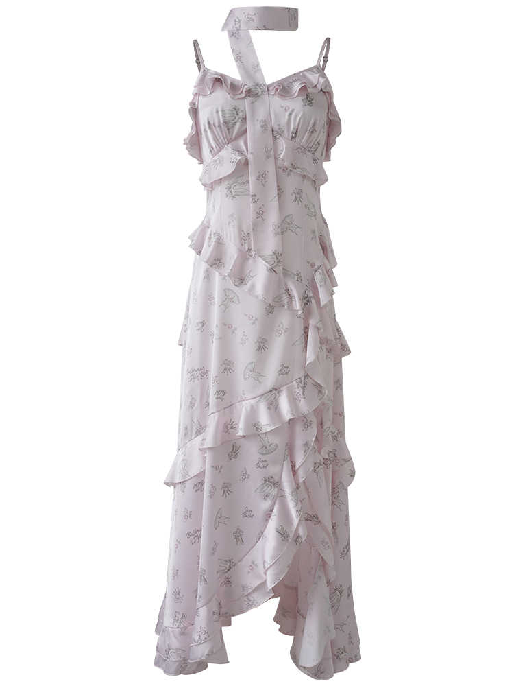 Floral Ruffled Suspender Dress