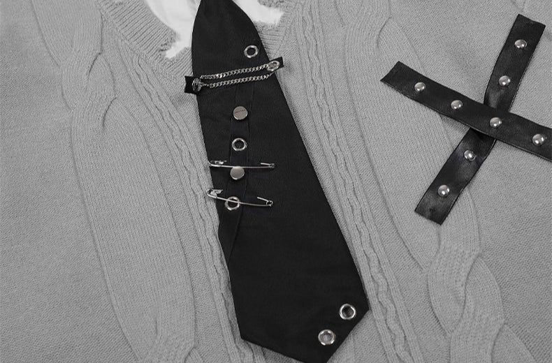 Preppy Polo Tie Sweater