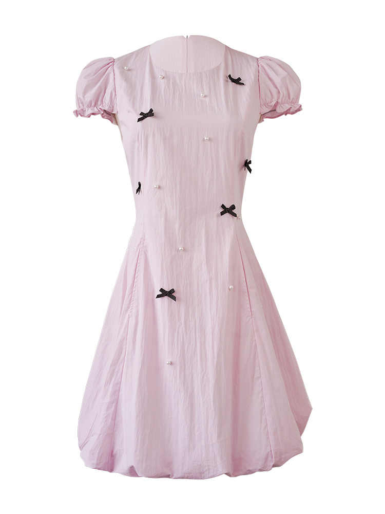 Pink Puff Fluffy Flower Bud Dress