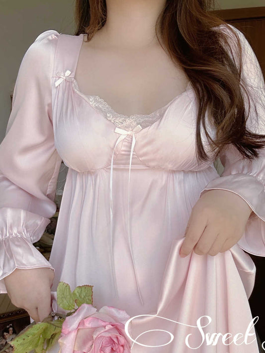 Lace Long-sleeved Soft Nightgown