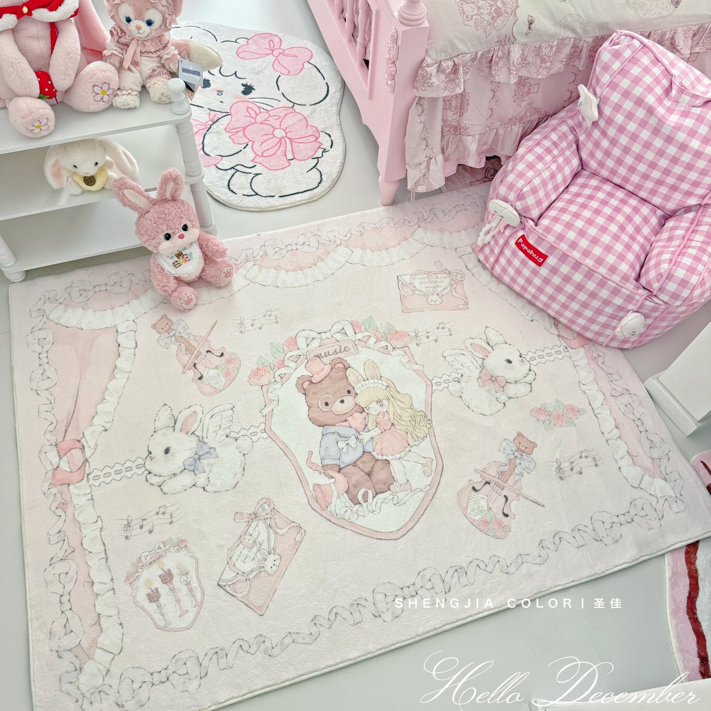 Pink Bear Girls Bedroom Bedside Blanket