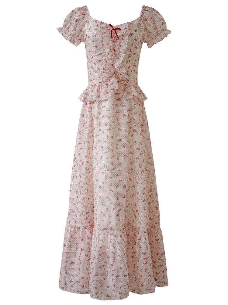 red polka dots ruffled dress