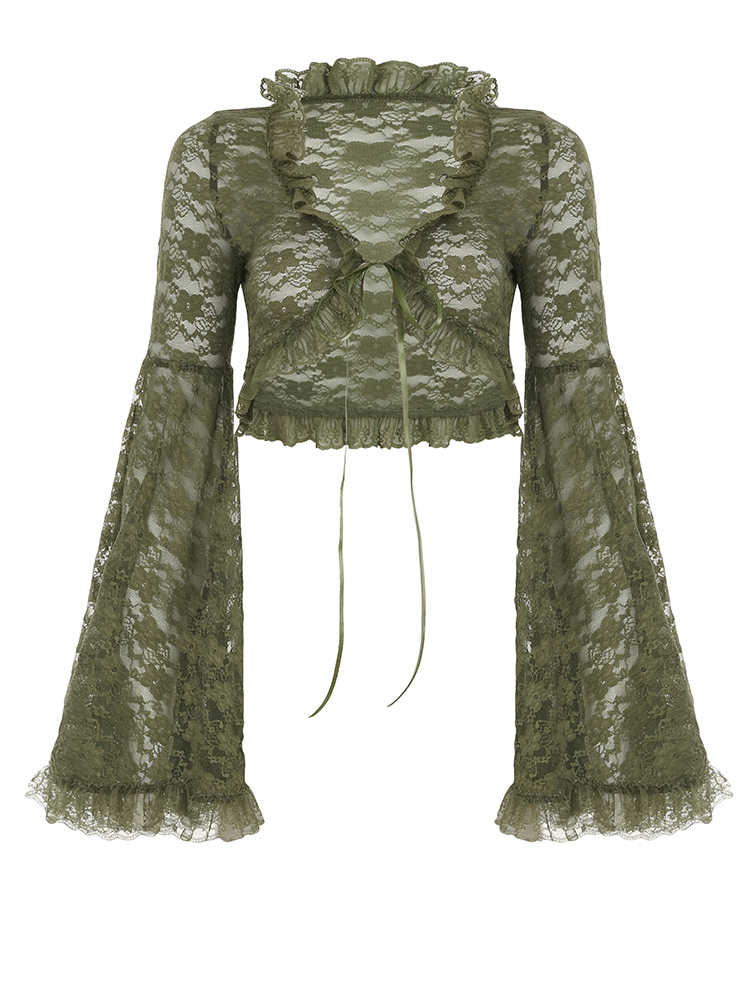 Fairy Grunge Lace Green Cardigan