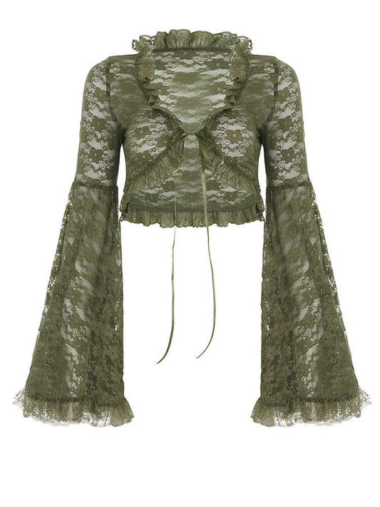 Fairy Grunge Lace Green Cardigan
