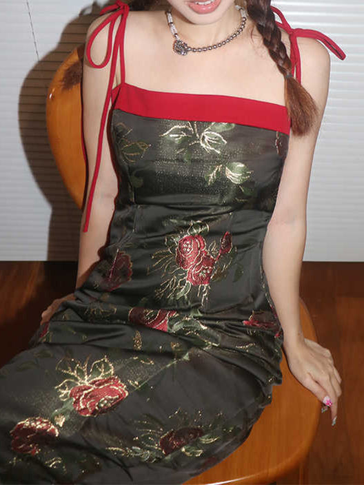 Cheongsam Rose Jacquard Dress