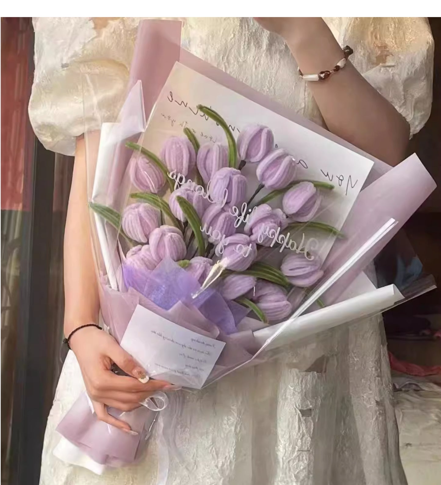 Handmade tulip twist stick bouquet