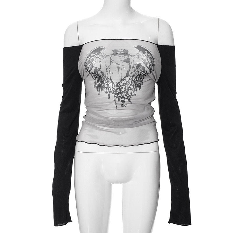 Y2K Gothic Virgin Angel Long-sleeved Top