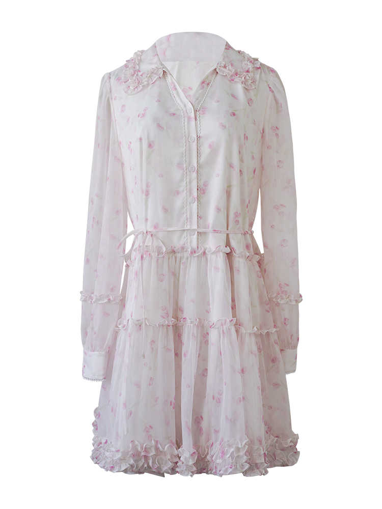 Fungus-edged Chiffon Lace Dress