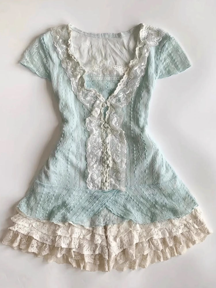 Ballet Ancient Daughter Elegant Lace Short Skirt Set