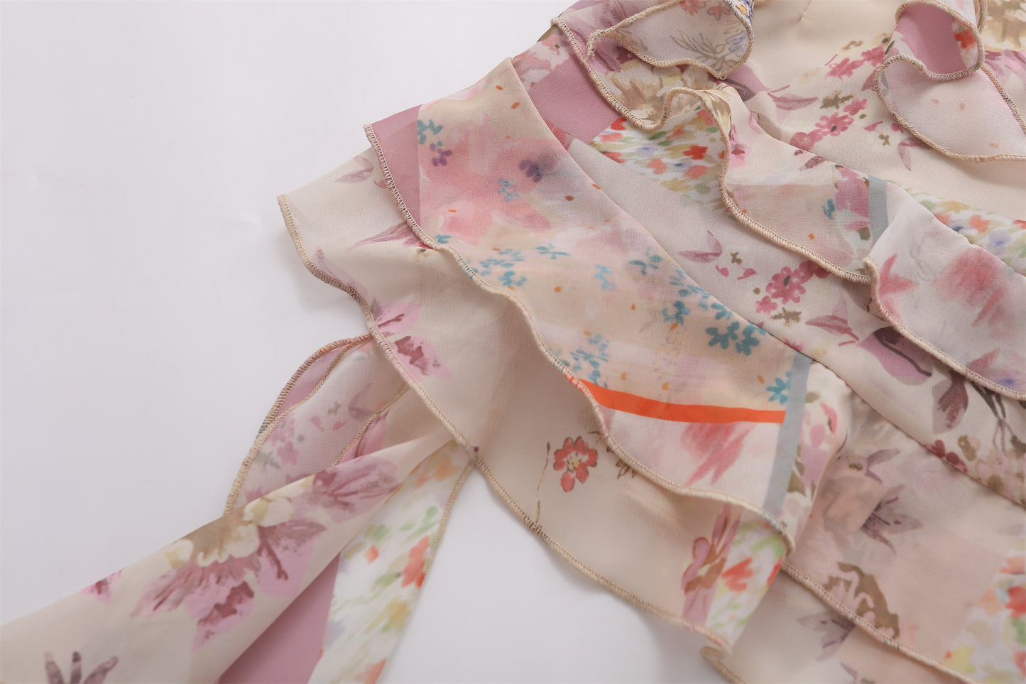 Rose Irregular Ruffled Floral Coquette Dress