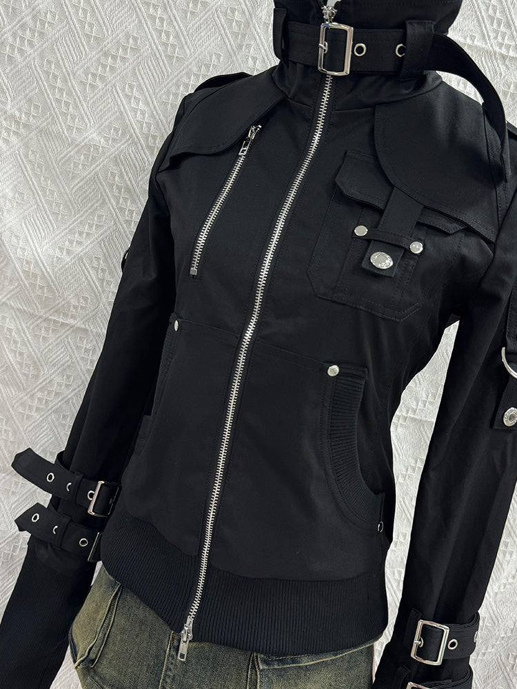 retro buckles black jacket