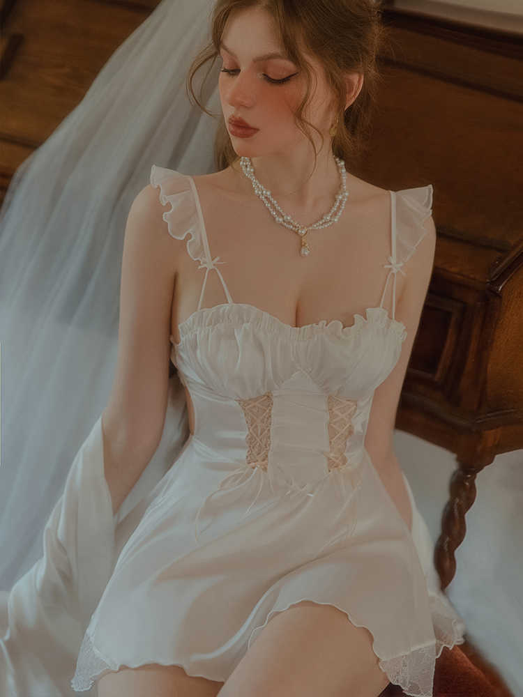 French Lace Suspender Pajamas