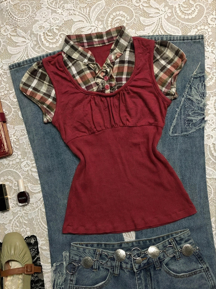 red plaid shirt