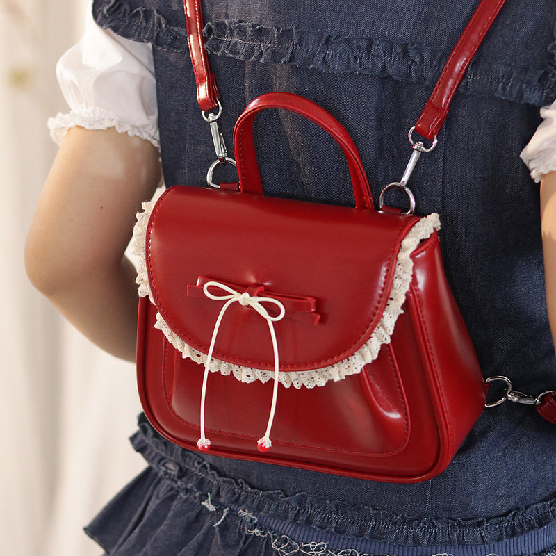Red Bow Leather Backpack
