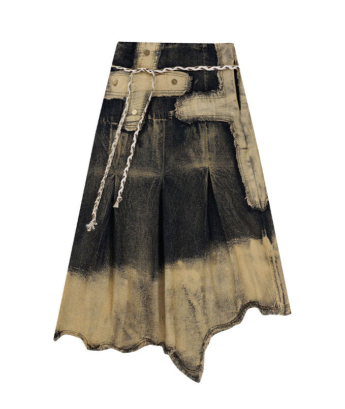 Grunge Cross Denim Skirt