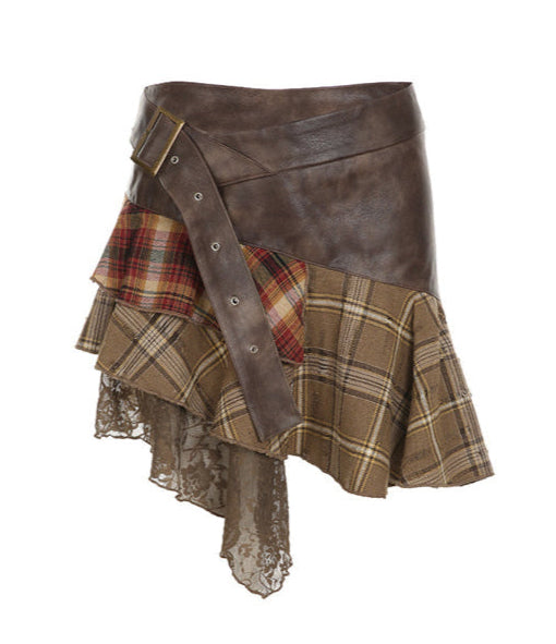 Fairy Grunge Irregular Plaid Skirt