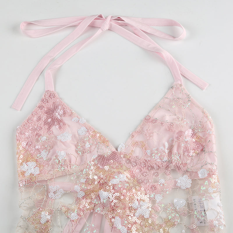 Pink Sequined Tank Top