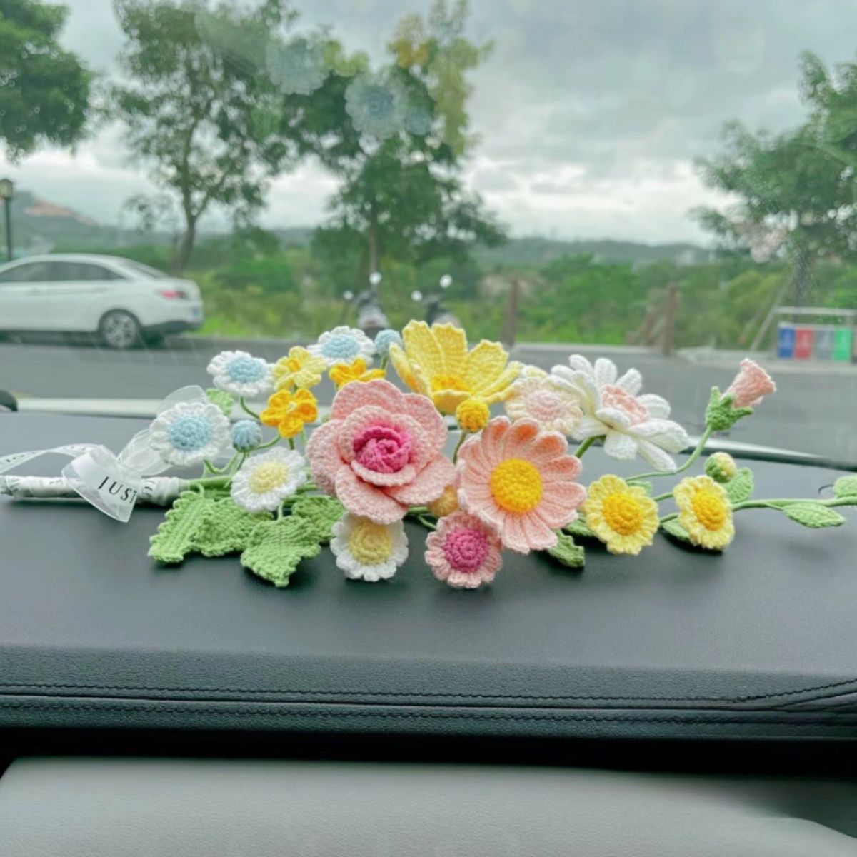 diy crochet flowers car bouquet