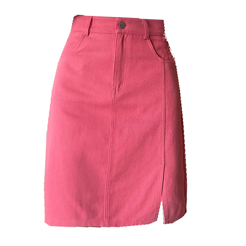 Plus Size Denim Knee-Length Skirt