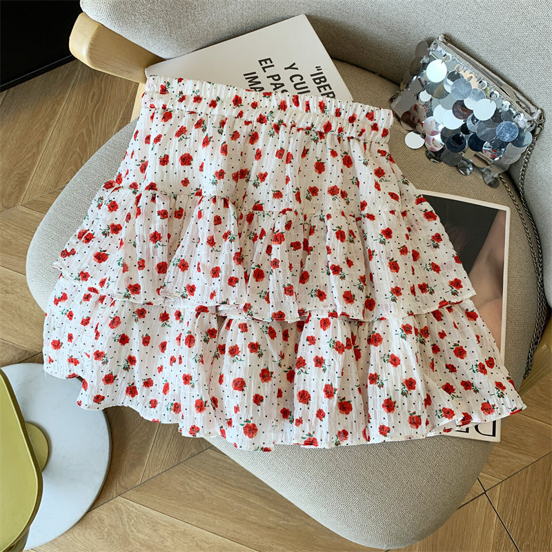 Ballet Polka Dot Floral Fluffy Cake Skirt