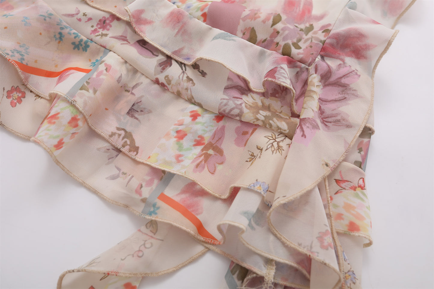 Rose Irregular Ruffled Floral Coquette Dress
