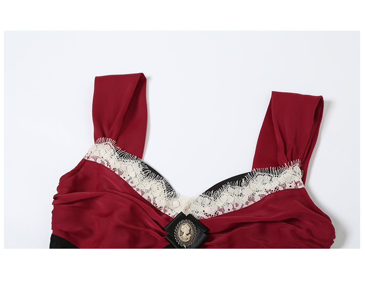 French Hepburn Suspender Long Dress