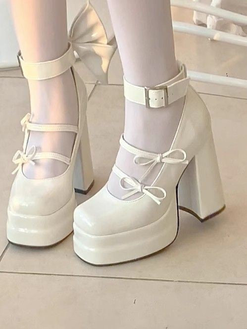 Bow-tie High-heeled Platform Shoes