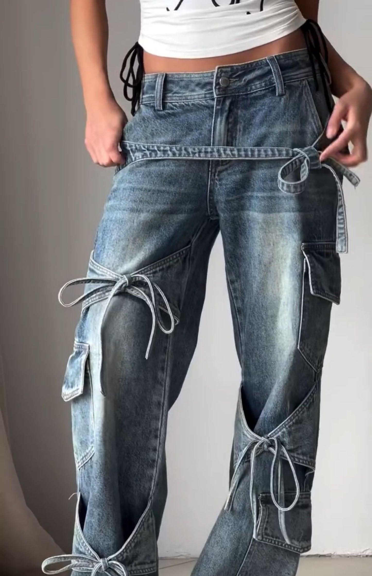Coquette Bow Tie Y2K Jeans