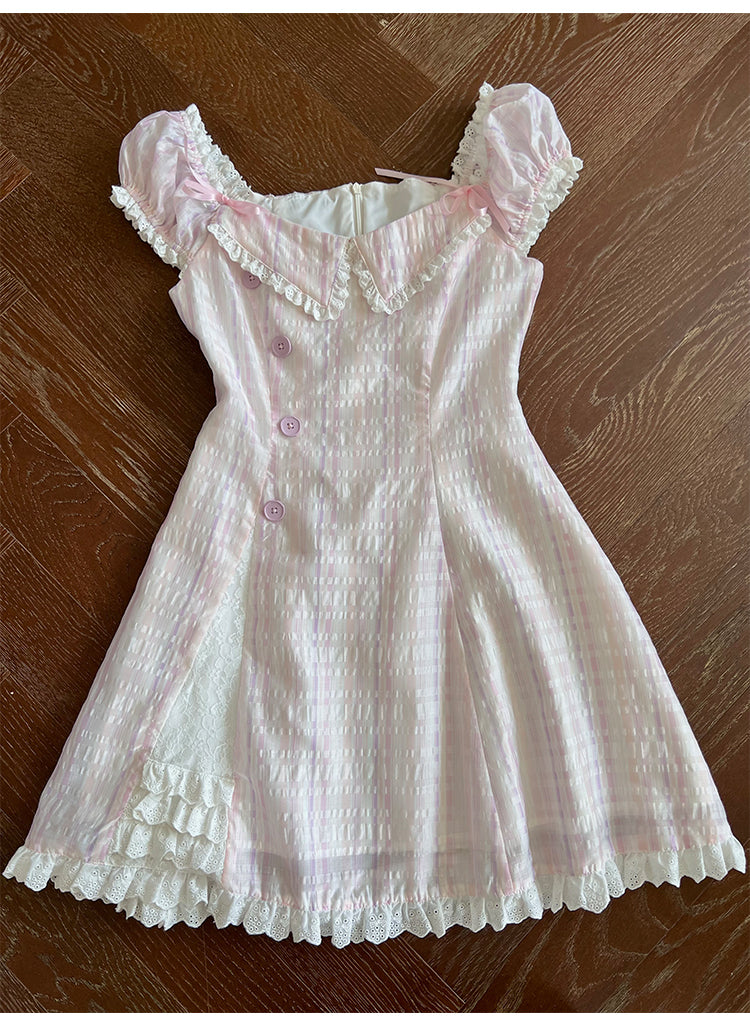 Retro Collar Plaid Dress