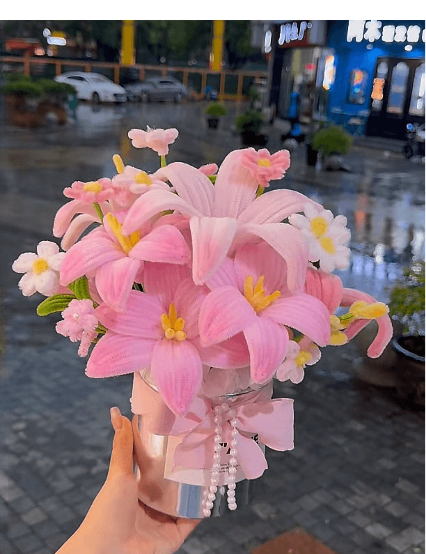 handmade Twisting stick peony rose hug bucket