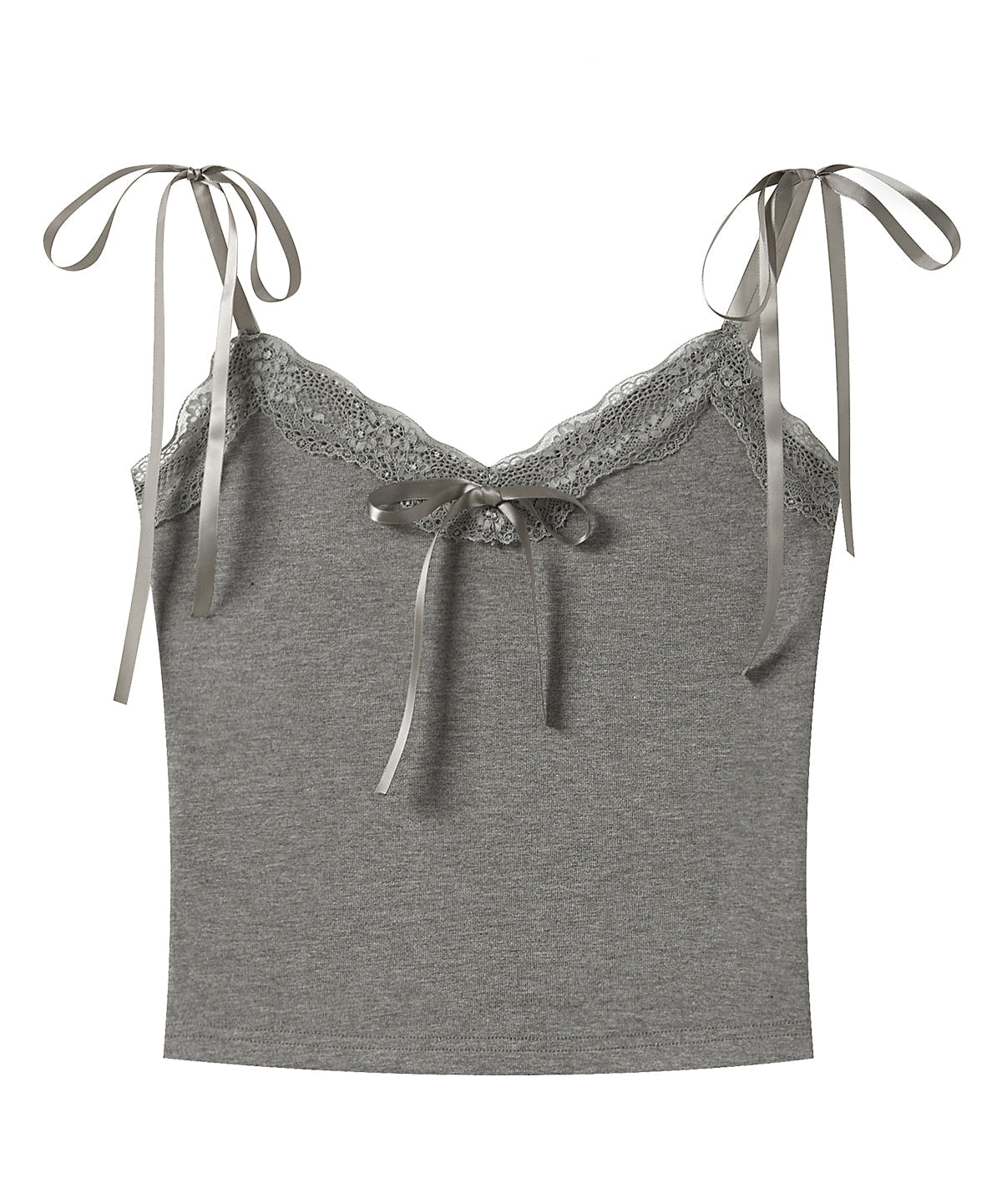 Lace Bow Straps V-neck T-shirt