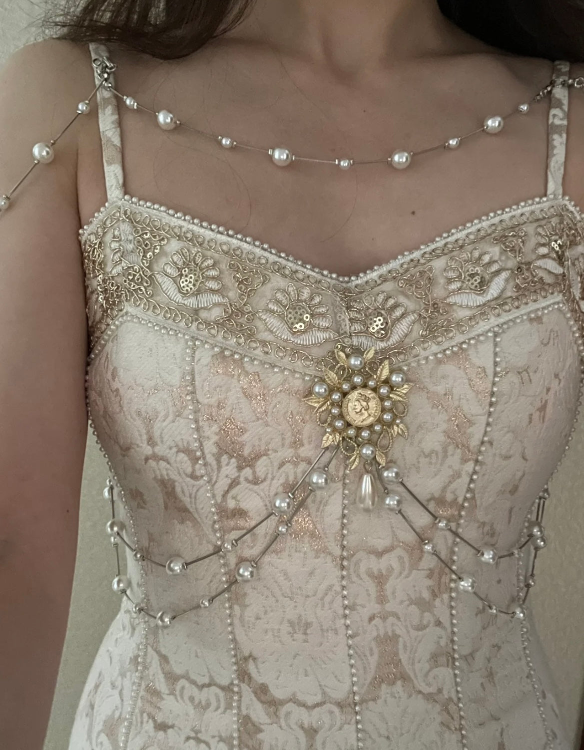 Vintage Court Water Drop Bead Suspender Dress