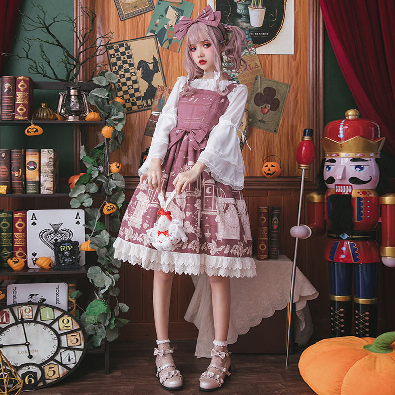 Kawaii Lolita Blouse Long Sleeve Halter Neckline Chiffon Blouse