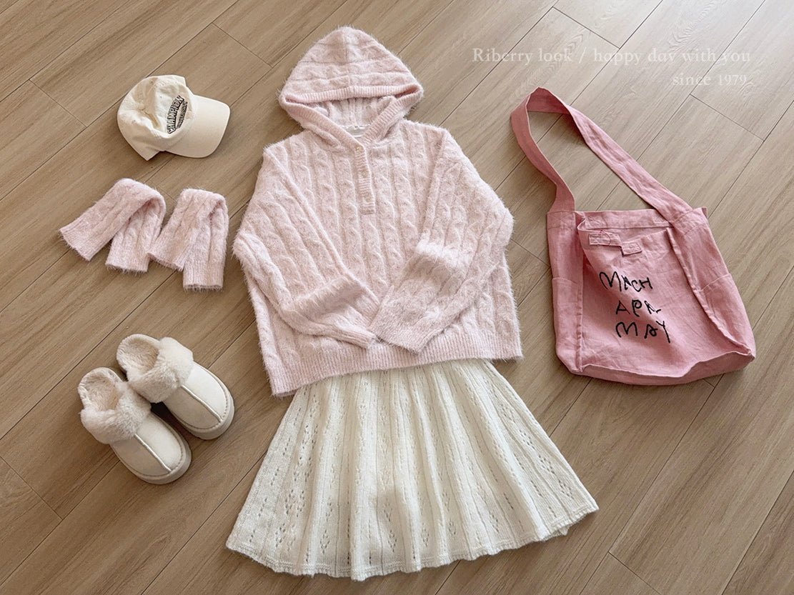 Plush Pink Hooded Sweater