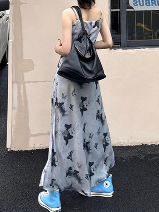 Butterfly Satin Suspender Dress