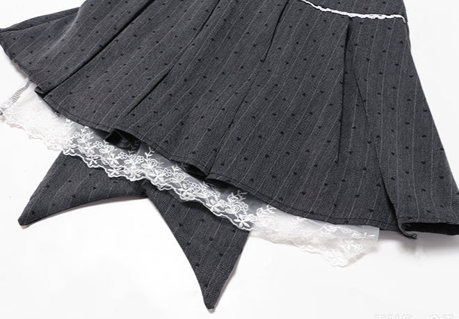 Preppy Bow Pleated Skirt
