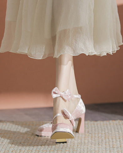Velvet Platform Mary Jane Shoes