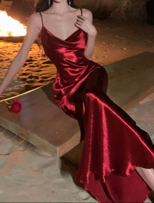 Retro Burgundy Prom Dress