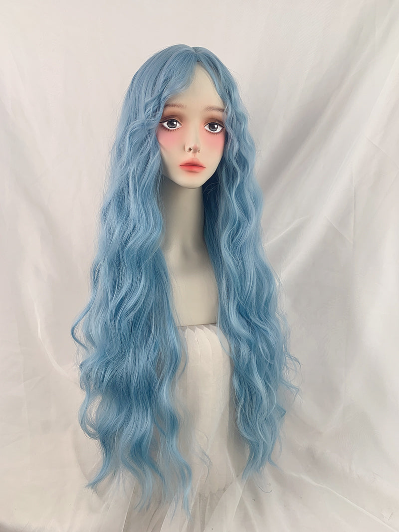 Sea Elf Blue Long Curly Wig