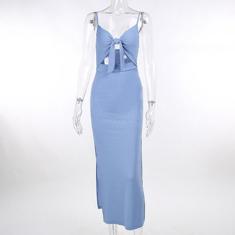 Sling Slit Low-cut Dress
