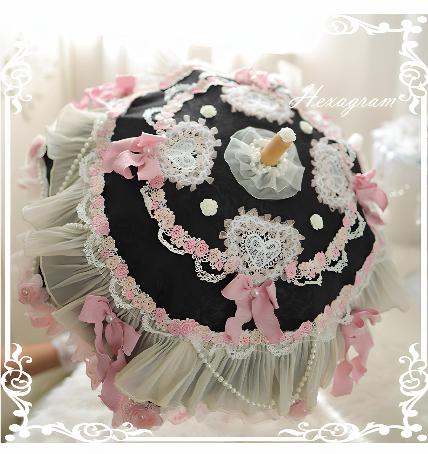 Antique cake six-pointed star lolita lace umbrella