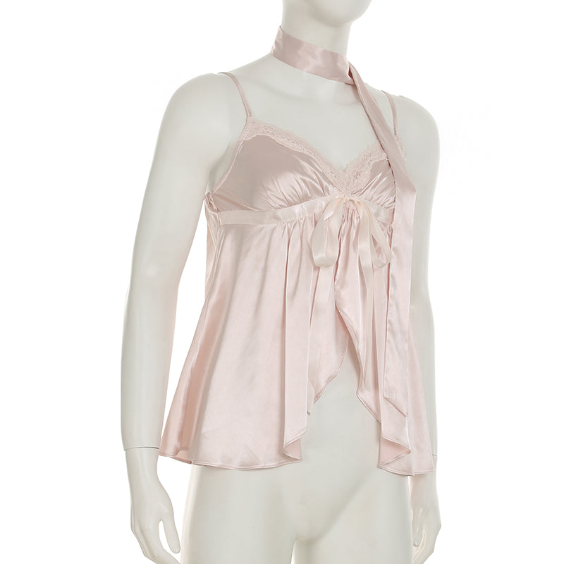 Coquette Pink Satin Tank Top
