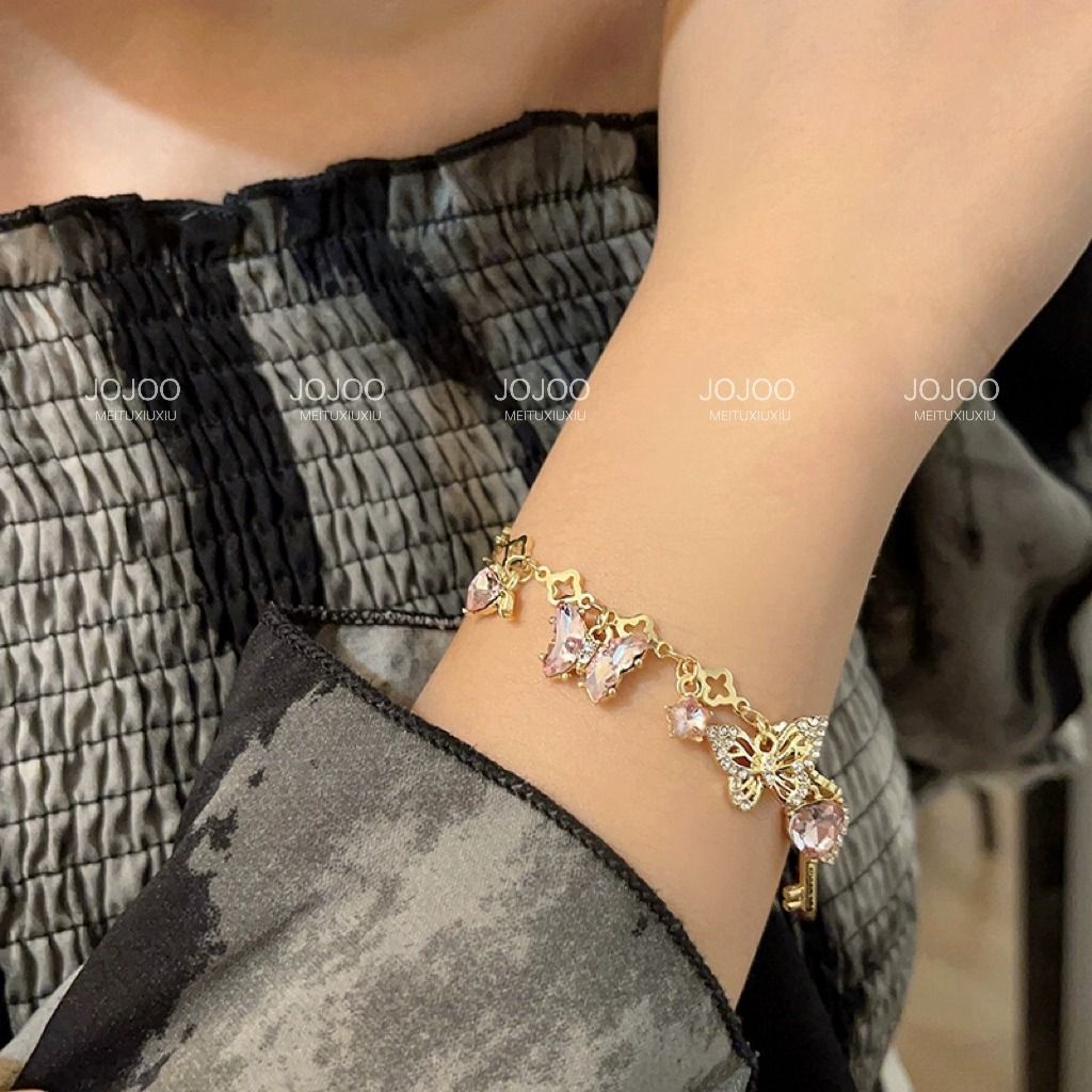 Pink Butterfly Zircon Bracelet
