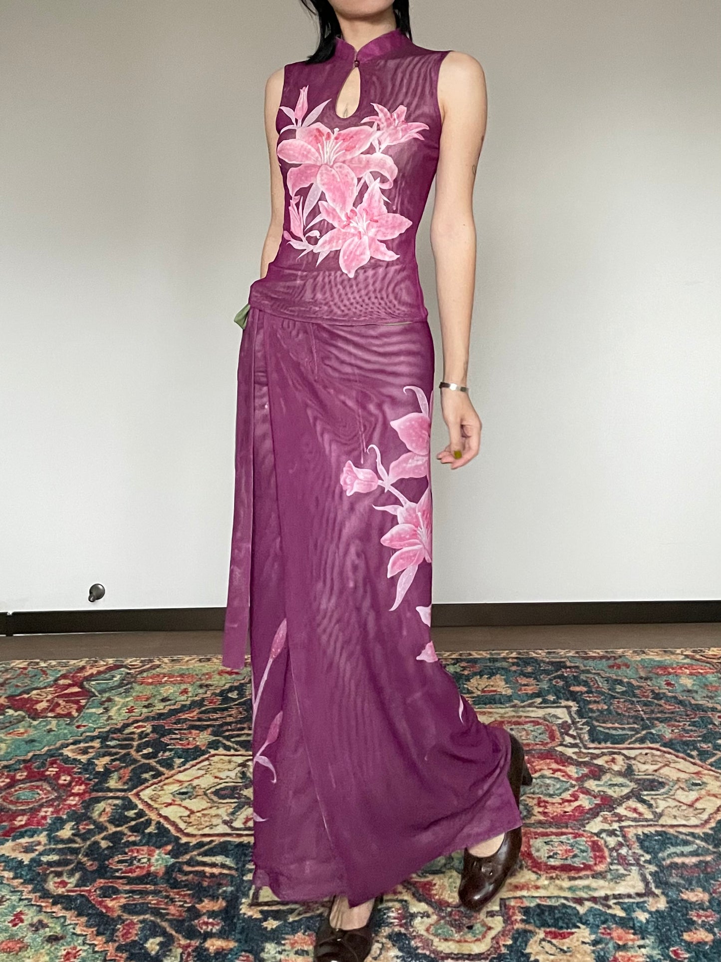 Lily Flower Reversible Cheongsam Top