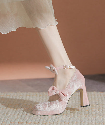 Velvet Platform Mary Jane Shoes